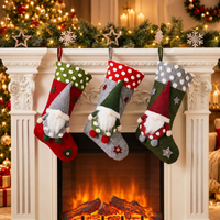 Christmas Gnome Stocking Plush Scandinavian Holiday Fireplace Hanging Decoration