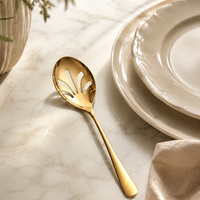 Stainless Steel Slotted Serving Spoon – Elegant Salad Server & Kitchen Serving Utensil