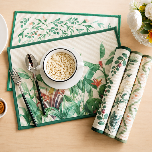 Printed Fabric Table Mat, Thick Rectangle Placemat and Drying Mat