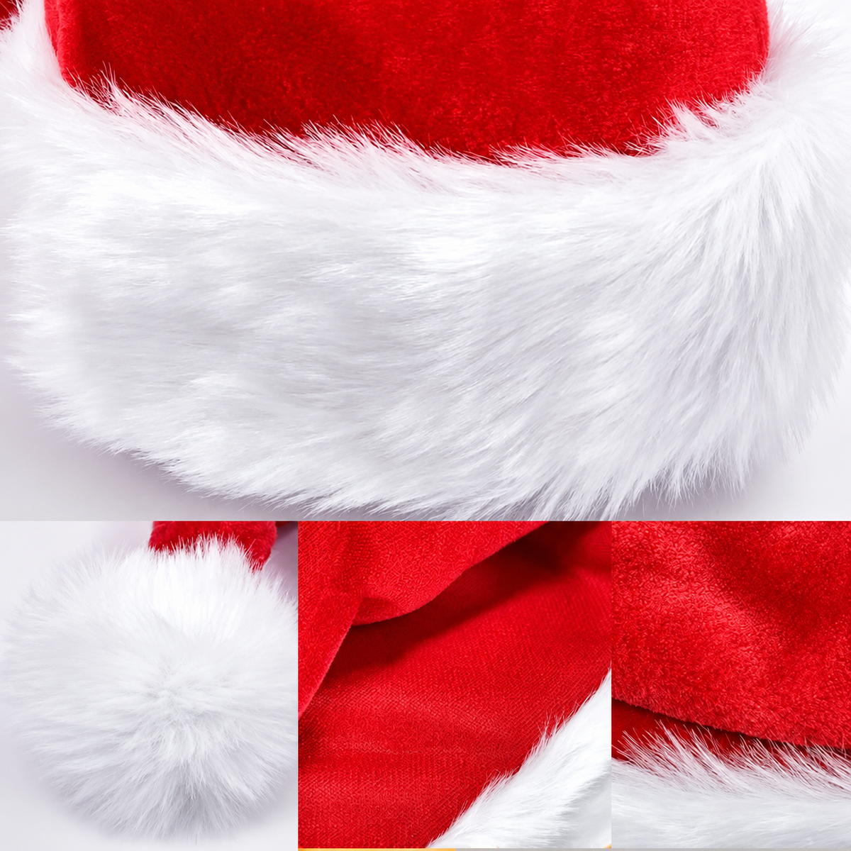 Extra Long Red Plush Santa Hat with White Trim and Pom Pom