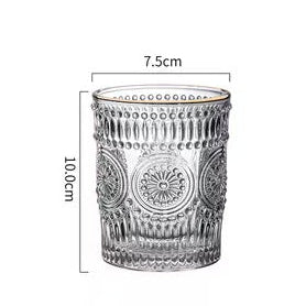Embossed Glass Drinking Cup Vintage Style Tumbler