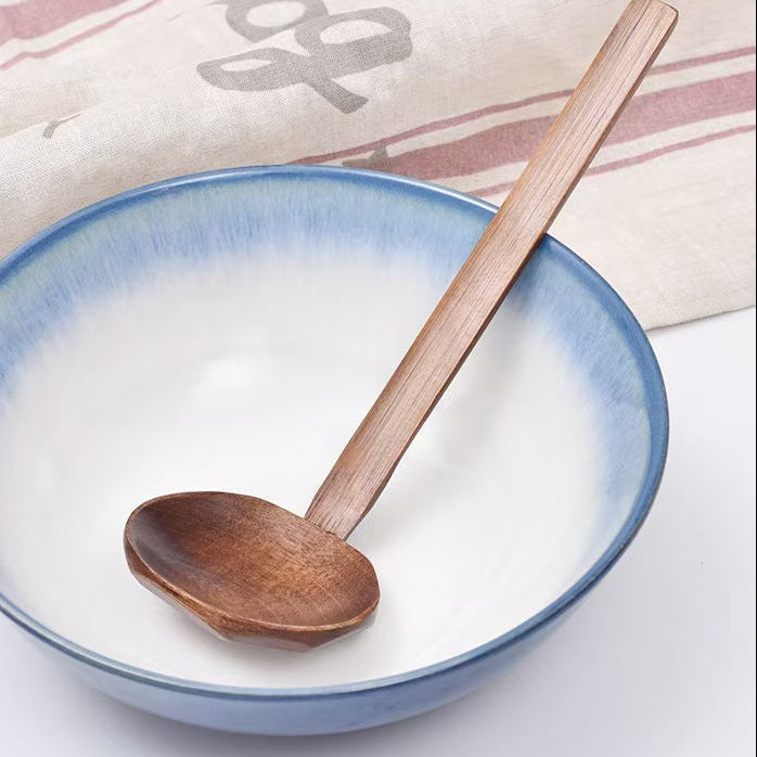 Long Handle Wooden Soup Ladle Octagonal Design