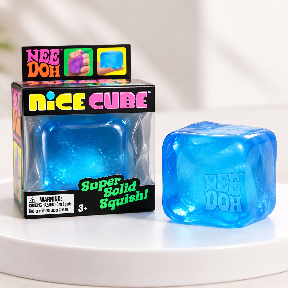 Nee Doh Nice Cube Squishy Toy, 5.5 cm Colorful Sensory Stress Relief Fidget Toy