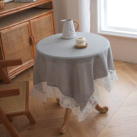 Rectangular Lace Trim Tablecloth Rustic Gauze Table Cover