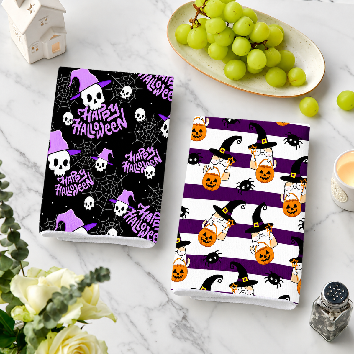 Halloween Ghost Pumpkin Printed Microfiber Kitchen Towel