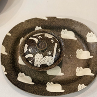 Midnight Cat Rustic Ceramic Plate
