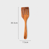 Chicken Wing Wood Spatula & Soup Ladle Set – Natural Uncoated Wooden Cooking Utensils, Non-Scratch
