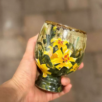 Golden Lily Oil-Painted Tea Cup