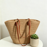 Woven Straw Tote Bag – Large Paper Rope Shoulder Bag with Zipper Closure for Daily Style