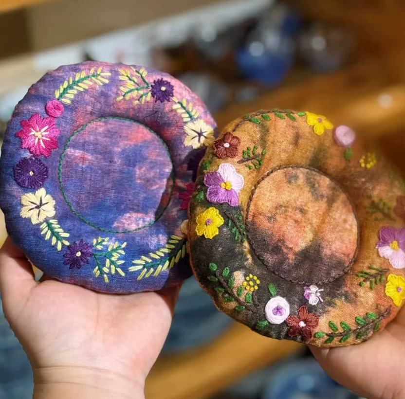 Floral Nest Embroidered Tea Coaster