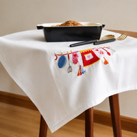 White Embroidered Napkin, Tea Towel and Food Styling Cloth