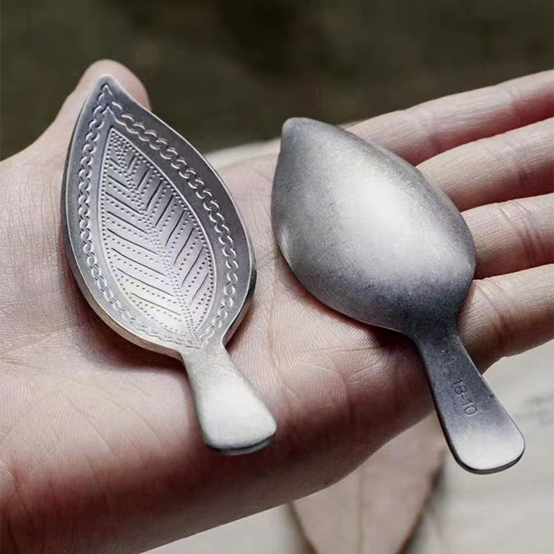 Vintage Leaf Embossed Stainless Steel Teaspoon