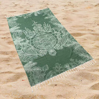 Tropical Sea Turtle Beach Towel Oversized Rectangular Quick-Dry Absorbent Shawl Summer Coastal Swim Wrap Travel Blanket with Fringe Edge