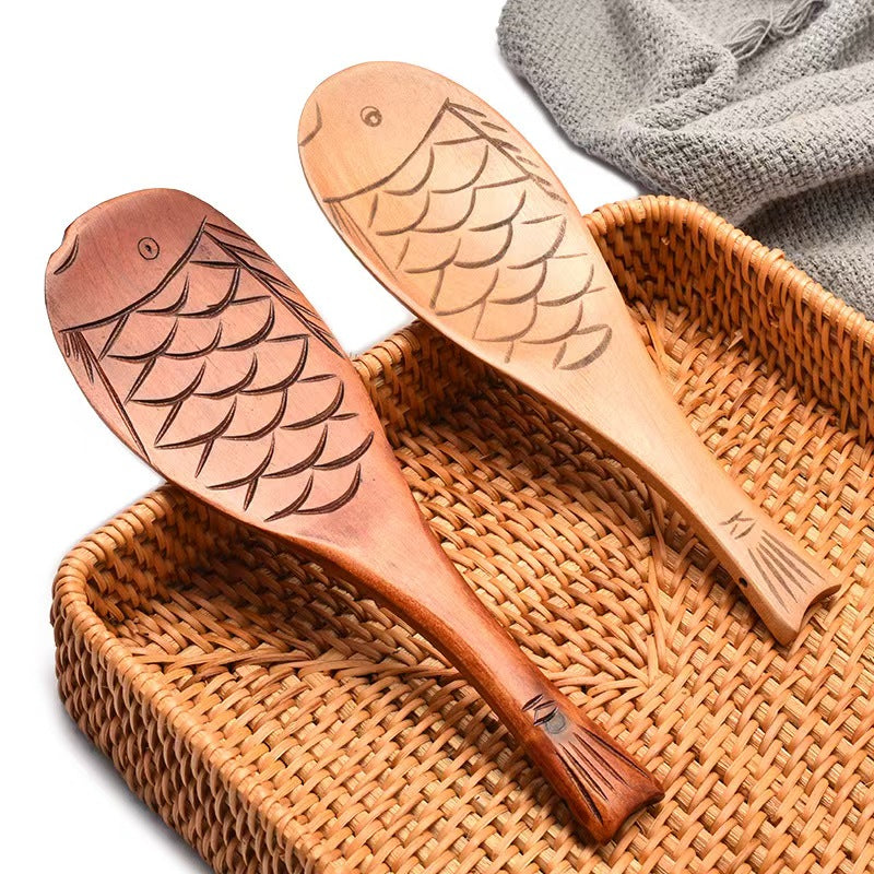 Fish Shape Wooden Rice Paddle Serving Spoon