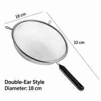 18cm Stainless Steel Fine Mesh Strainer – Long Handle Kitchen Sieve with Dual Support Hooks