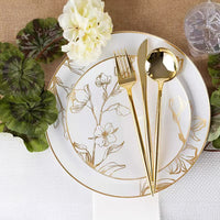 Gold Plastic Long Handle Cutlery Set