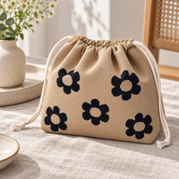 Floral Drawstring Makeup Bag and Travel Storage Pouch