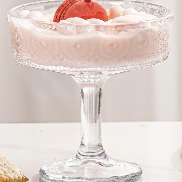 Vintage Ribbed Glass Goblet – Ice Cream, Milkshake & Dessert Cup