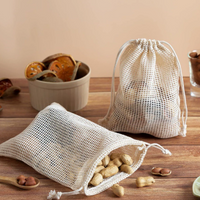 Reusable Cotton Mesh Produce Bags – Drawstring Fruit & Vegetable Storage Bags for Grocery Shopping, Kitchen & Pantry Organization