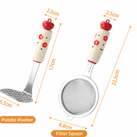 Cute Cartoon Handle Kitchen Utensils Spoon Potato Masher and Strainer