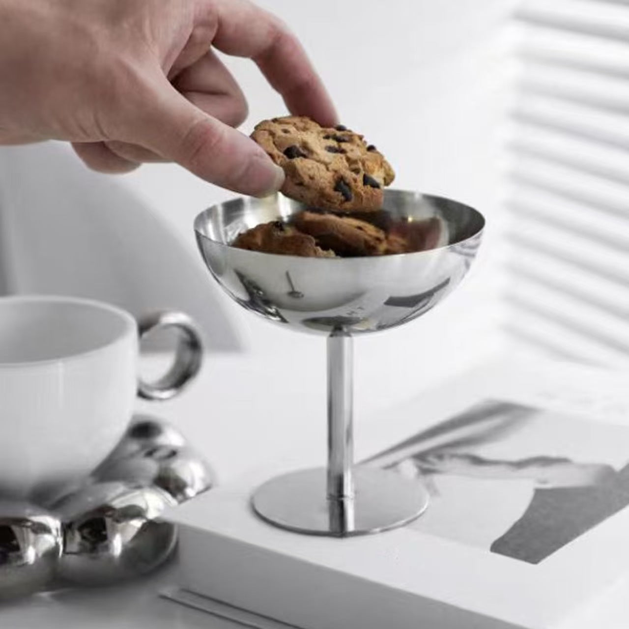 Stainless Steel Wide Mouth Stemmed Dessert Cup