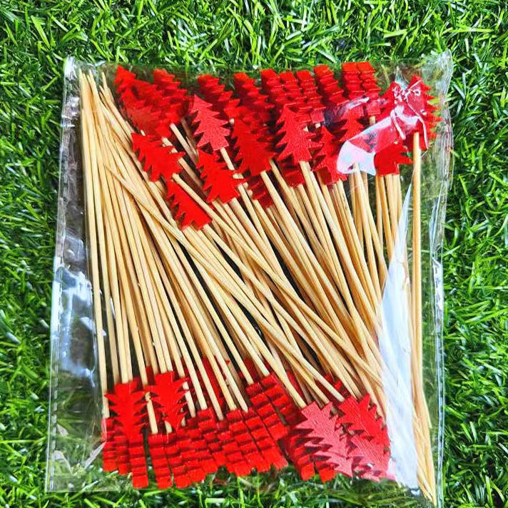 50pcs Bamboo Fruit Picks Decorative Party Toothpicks
