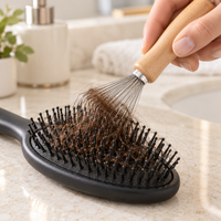Wooden Handle Hairbrush Cleaning Rake – Metal Claw Comb Cleaner for Removing Hair and Lint