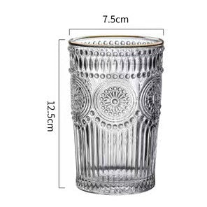 Embossed Glass Drinking Cup Vintage Style Tumbler