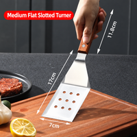 Stainless Steel Slotted Cooking Spatula Wooden Handle Egg Burger Griddle Turner