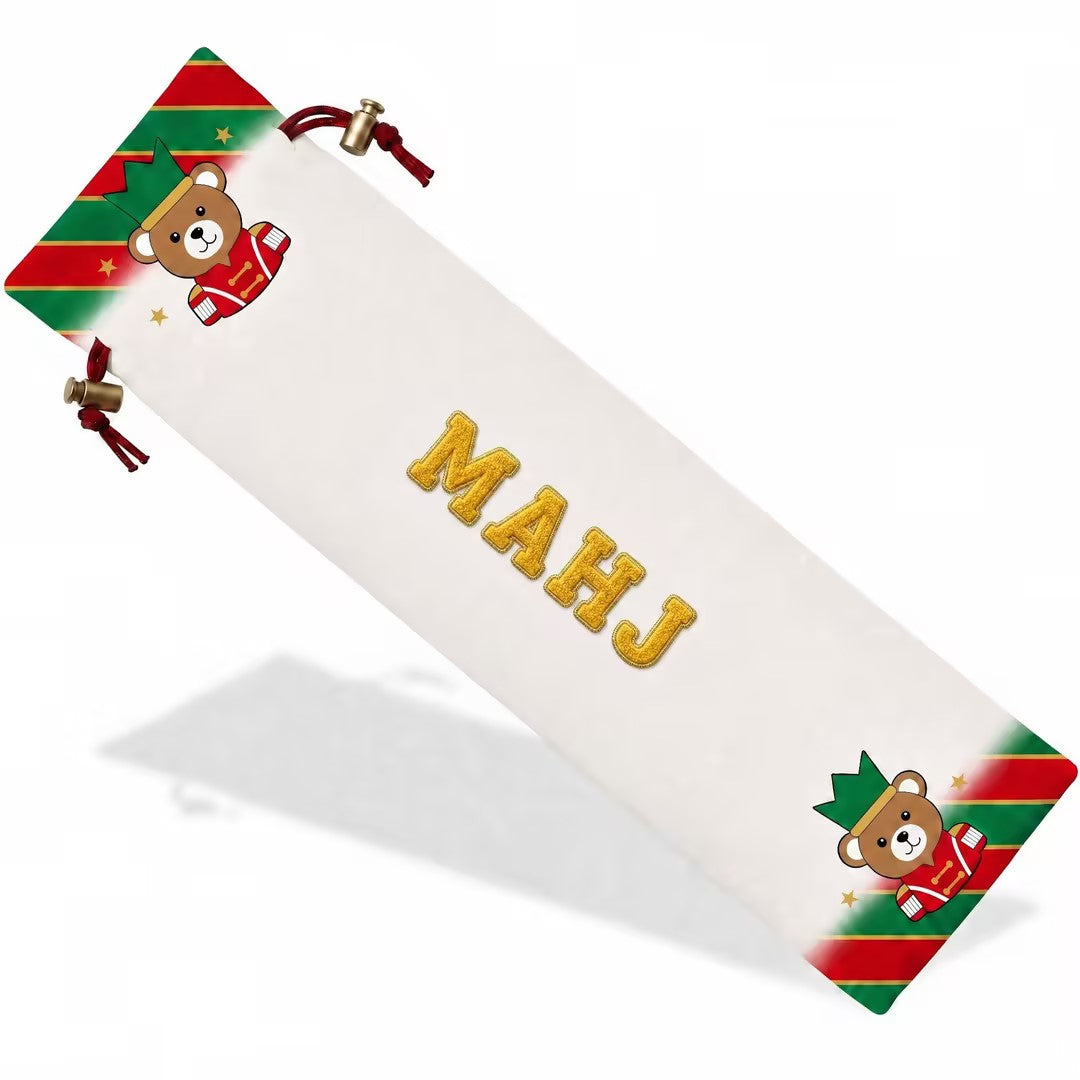 Christmas Tree Pattern Mahjong Storage Bag – Drawstring Velvet Pouch for Mahjong Racks, Game Accessories & Holiday Gift