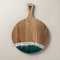 Irregular Paddle Shape Green Ocean Resin Serving Board Epoxy Decorative Kitchen Charcuterie Board