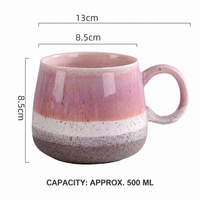 500 ml Ceramic Coffee Mug – Round Glazed Drink Cup with Handle for Milk, Tea, Latte, Breakfast & Home Use