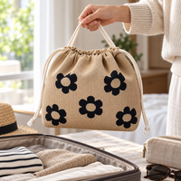 Floral Drawstring Makeup Bag and Travel Storage Pouch