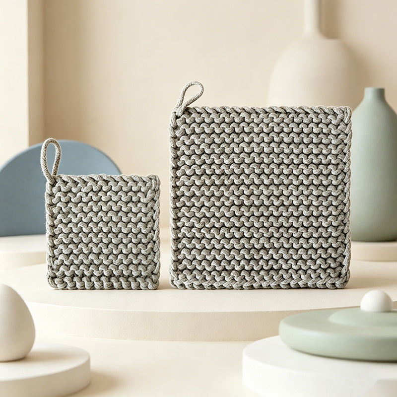 Japandi Woven Trivet – Minimalist Cotton Rope Heat Mat