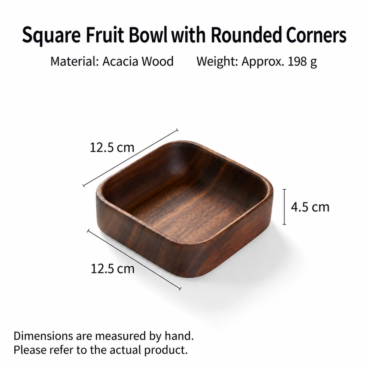 Wooden Square Snack Bowl with Rounded Corners