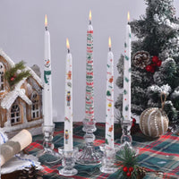 25cm Christmas Printed Taper Candles – Set of 2