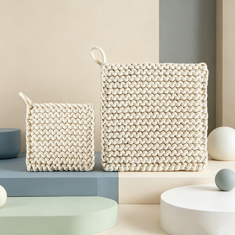 Japandi Woven Trivet – Minimalist Cotton Rope Heat Mat