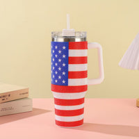 American Flag Rhinestone 40oz Stainless Steel Insulated Tumbler with Straw – Patriotic Sparkle Travel Mug