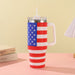 American Flag Rhinestone 40oz Stainless Steel Insulated Tumbler with Straw – Patriotic Sparkle Travel Mug