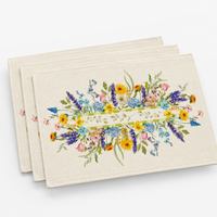 Floral Linen Placemat – Spring Summer Printed Heat-Resistant Table Mat