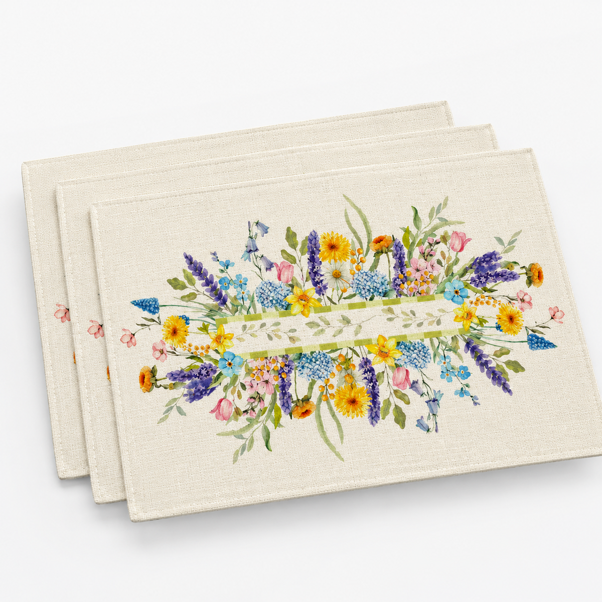 Floral Linen Placemat – Spring Summer Printed Heat-Resistant Table Mat
