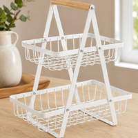 Wood and Metal Tiered Storage Basket – 2-Tier or 3-Tier