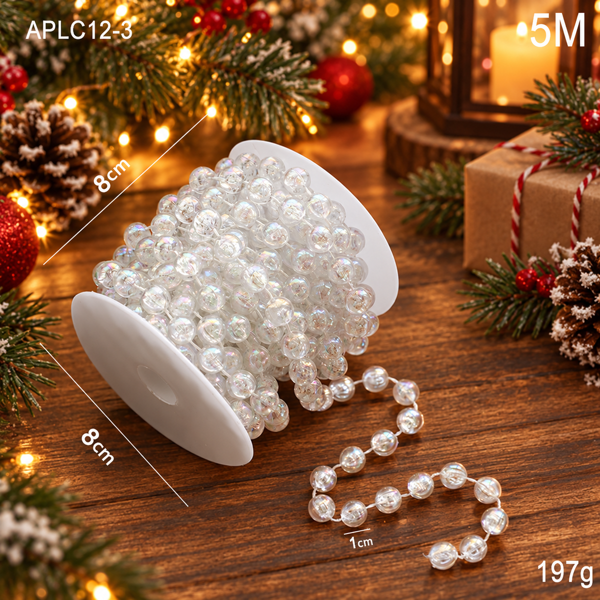 Clear Acrylic Crystal Bead Garland Christmas Tree Hanging Decorative Strand
