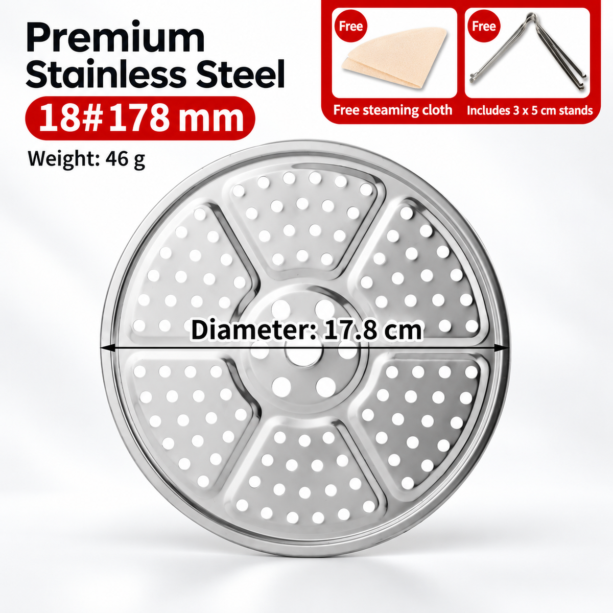Stainless Steel Steamer Rack Round Folding Steaming Tray for Pots