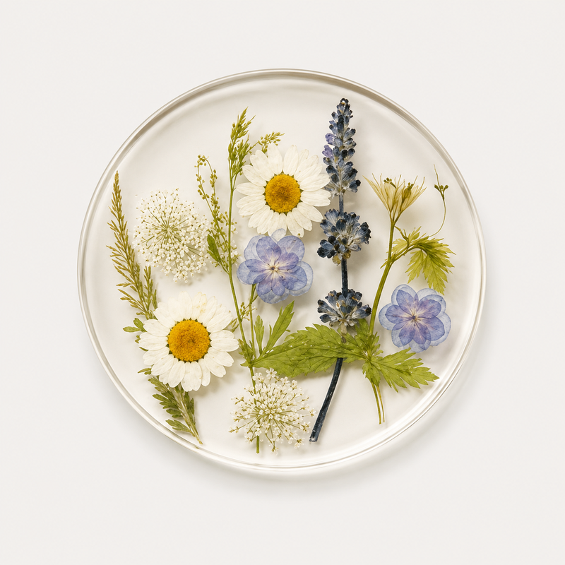 Floral Acrylic Coaster – Transparent Pressed Flower Style Cup Mat for Table Decor & Gift