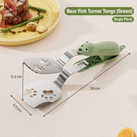 Bear-Shaped Stainless Steel Kitchen Tongs –  Food Turner with Drain Holes, Lock Clip & Non-Slip Handle