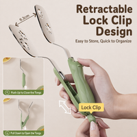 Bear-Shaped Stainless Steel Kitchen Tongs –  Food Turner with Drain Holes, Lock Clip & Non-Slip Handle