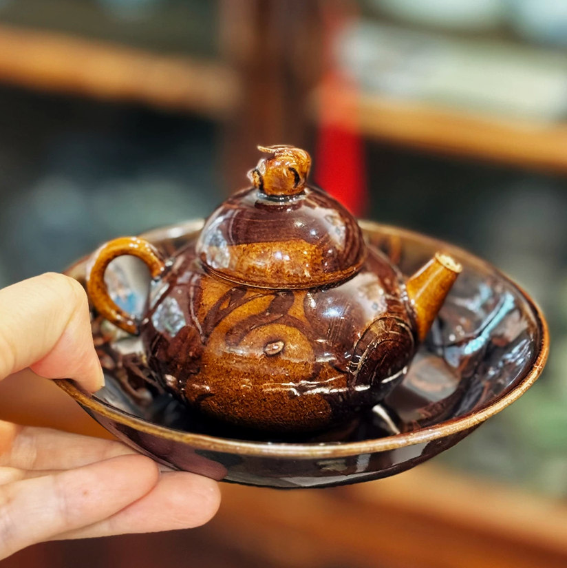 Lucky Rabbit Amber Glaze Teapot Set