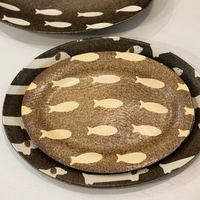 Midnight Cat Rustic Ceramic Plate