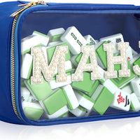 Large Mahjong Storage Bag – Waterproof PVC Travel Organizer with Letter Design for Mahjong Sets & Accessories